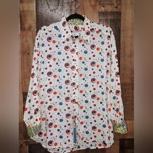 ROBERT GRAHAM Mod Men's Multicolor Dot Dress Shirt Retro Long Sleeve XL